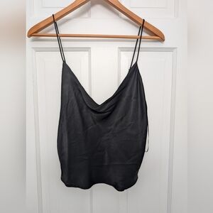 Zara Black Satin Crop Top
